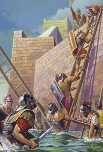 General Scipio hittar en väg in i det till synes ointagliga fästet Carthage Nova i Spanien av Severino Baraldi