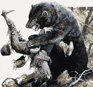 Hugh Glass plågas av en björn