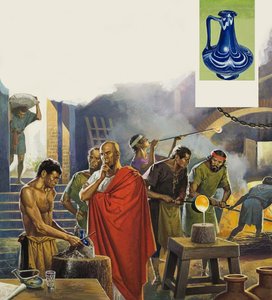 Roman Glass Factory (gouache på papper)