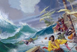 Vasco Da Gama på väg till Indien (gouache på papper)
