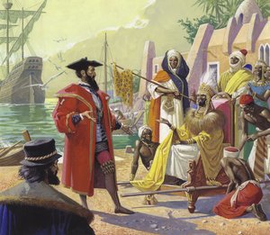 Vasco de Gama (1469-1524) (gouache på papper)