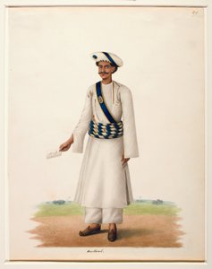 Harkarah med ett brev, ca 1846 (ogenomskinlig wc på papper) av Shaik Muhammad Amir of Karraya