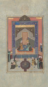 Bahram Gur i det mörka palatset på lördag, Folio 207 från en Khamsa..., A.H. 931A.D. 1524-25 av Shaikh Zada
