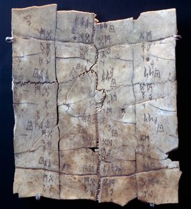 Piktogram på sköldpaddsplastron med spådomstext (sköldpaddsplastron)