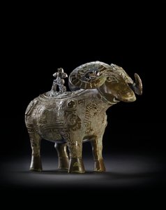 Rituellt vinkärl i ramform, Gong (brons) av Shang Dynasty Chinese School