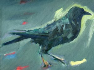 Walking Crow, 2024 (olja på canvasboard)
