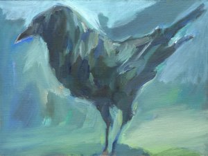 Walking Green Crow, 2024 (olja på duk)