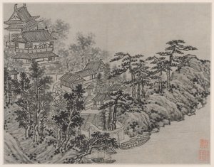 Tolv vyer över Tiger Hill, Suzhou: Molnklättringspaviljong av Shen Zhou