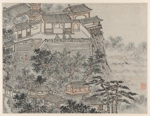 Tolv vyer över Tiger Hill, Suzhou: The Five Sages Terrace, efter 1490. av Shen Zhou