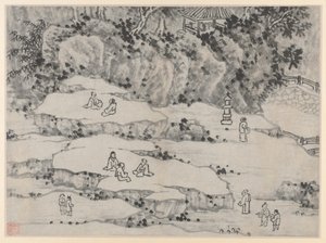 Tolv vyer över Tiger Hill, Suzhou: The Nodding Stone Terrace, Tiger Hill..., efter 1490.