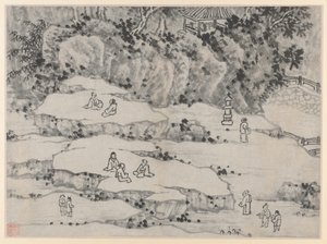 Tolv vyer över Tiger Hill, Suzhou: The Nodding Stone Terrace, Tiger Hill och Thousand-Man Seat av Shen Zhou
