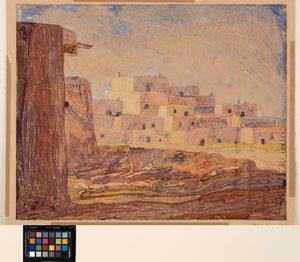 Indian Village, ca 1928 (monotyp på papper) av Sherman Trease