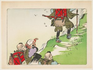 (Procession av pilgrimer) av Shibata Zeshin