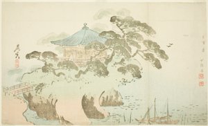 En tempelhall av Shibata Zeshin