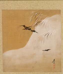 Fåglar i snö från Album of Paintings av den ärevördiga Zeshin av Shibata Zeshin