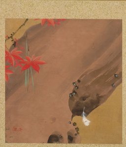 Lönnlöv och fjäder från Album of Paintings av den ärevördiga Zeshin av Shibata Zeshin