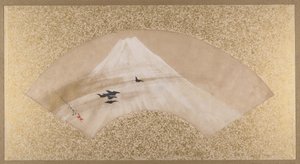 Berg med fåglar, sent 1800-tal. av Shibata Zeshin