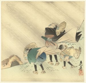 Resenärer i en storm av Shibata Zeshin