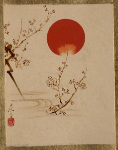 Sol och plommongrenar av Shibata Zeshin