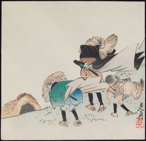 Resenärer i en storm av Shibata Zeshin