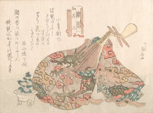 Biwa med Brocade Cover, från serien Musical Instruments, troligen 1808., troligen 1808.