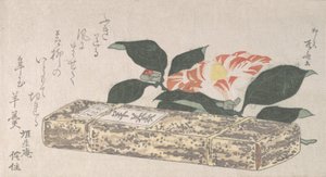 Camellia Flower och Yokan en sorts böngelé insvept i bambuskinn, 1811., 1811. av Shinsai