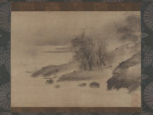 Ink Landscape Suiboku sansui zu, 1400-tidigt 1500-tal. av Shinso Soami