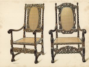 Stol, egendom av P Macquoid; Stol, egendom av Arthur S Cope (chromolitho) av Shirley Charles Llewellyn Slocombe