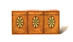Te-Caddy i satängträ, 1908. av Shirley Charles Llewellyn Slocombe
