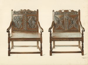 Oak Double Chairs (walesiska), egendom av H Clarence Whaite (chromolitho) av Shirley Charles Llewellyn Slocombe