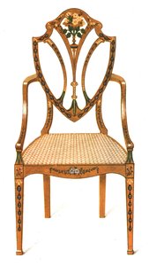 Målad stol i satängträ, 1908. av Shirley Charles Llewellyn Slocombe