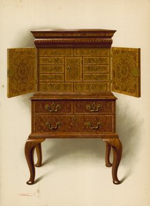 Valnötsskåp, egendom av Edward Dent (chromolitho) av Shirley Charles Llewellyn Slocombe
