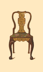 Valnötsstol inlagd med intarsia, 1905 av Shirley Charles Llewellyn Slocombe