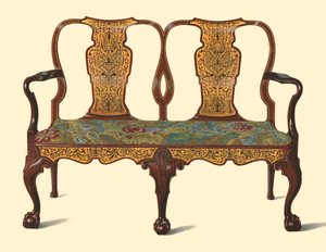 Soffa i valnöt inlagd med intarsia, 1905 av Shirley Charles Llewellyn Slocombe