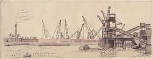 Docks vid Themsen i London, 1951. av Shirley Markham