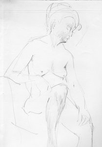 Naken kvinna sitter, c1950.