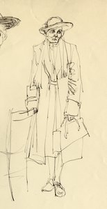 Stående kvinna i hatt, 1953. av Shirley Markham