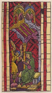 The Annunciation to St Anne, sektion av målat glasfönster, 1951.