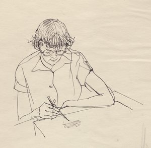 Kvinnoteckning, c1950. av Shirley Markham