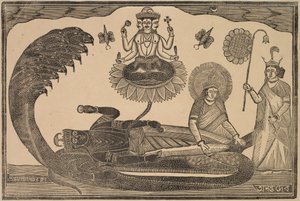 Anantasayan (Vishnu liggande på ormen Ananta) av Shri Gobinda Chandra Roy