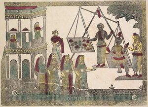 Krishna viktad mot dyrbara föremål, 1800-talet.