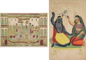 Rama och Sita i Kungliga slottet (recto); Radha och Krishna (verso)