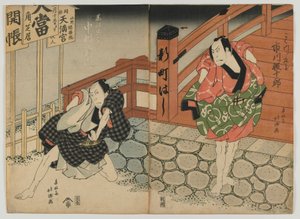 Ichikawa Ebijuro, Nakamura Utaemon", Osaka, Edo-perioden, början av 1800-talet (träsnitt i färg)