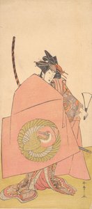 En oidentifierad skådespelare i Onna Woman Shibaraku Wait-a-Moment Act, ca. 1780. av Shunsho