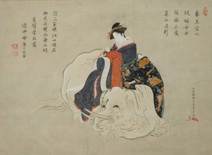 Kōrute-san f Eguchi Eguchi no Kimi, Nypning: 1770-80, Inskrivning: 1820-1830-tal. av Shunsho