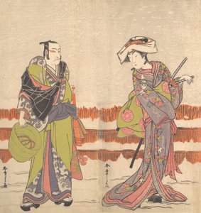 Ichikawa Danjuro Femte som en Komuso som håller en korghatt i sin högra hand, ca. 1775.