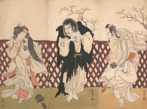 Ichikawa Danjuro IV i rollen som munken Mongaku från Play Hana-zumo Genji-biki, 1775. av Shunsho