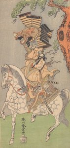 Ichikawa Danjuro V som en krigare monterad på en dapple grå häst, 1771. av Shunsho