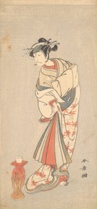 Skådespelaren Ichikawa Danjuro V i rollen som en kvinna, 1772. av Shunsho
