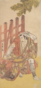 Den fjärde Matsumoto Koshiro som en fredlös tittar på en trä Ninsogaki, ca. 1779-83. av Shunsho